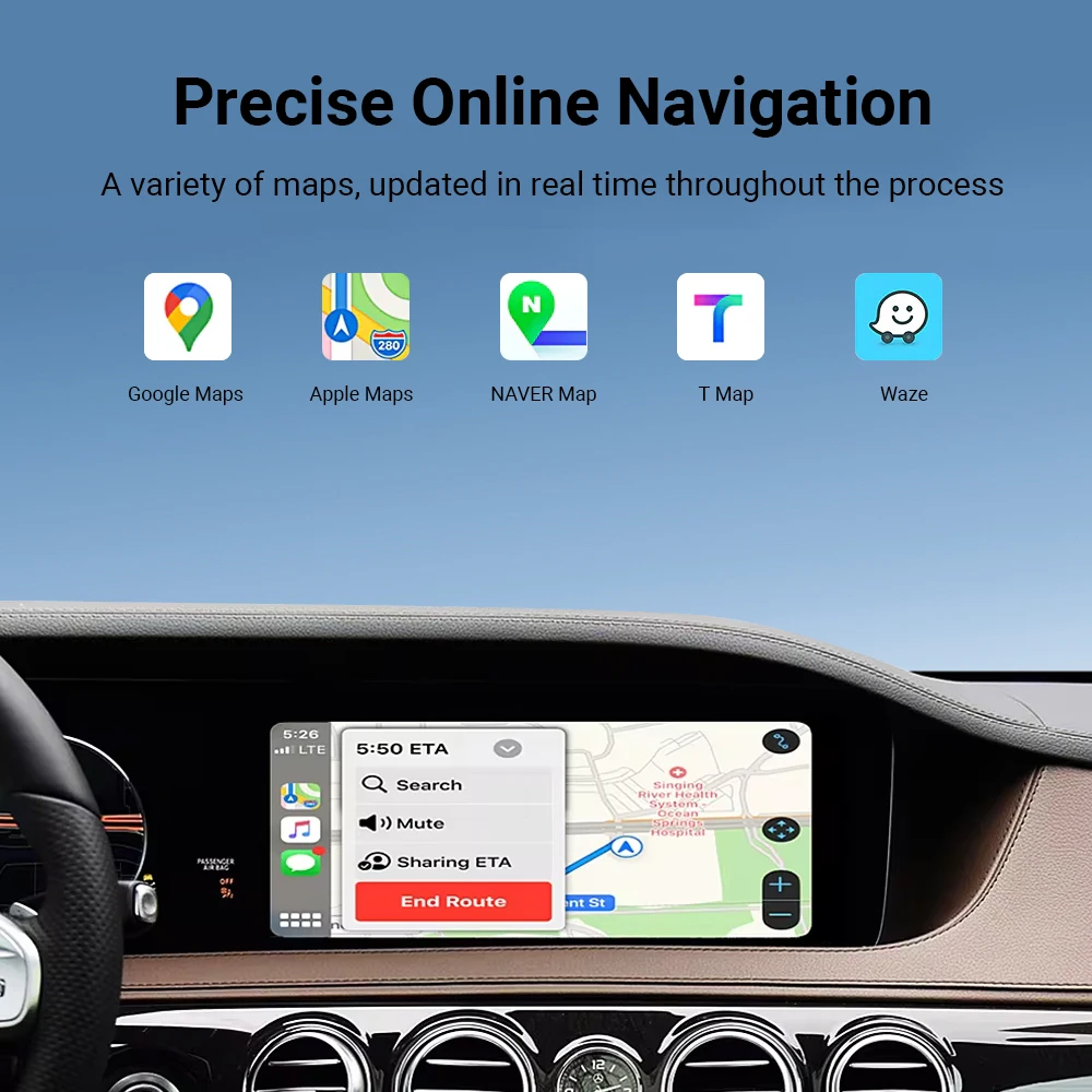 لشاشة BENZ اللاسلكية CarPlay Android Auto لسيارة Mercedes A B C CL S CLA CLS CLASS GLA GLS GLC GLE V250 V260 Sprinter NTG5.0
