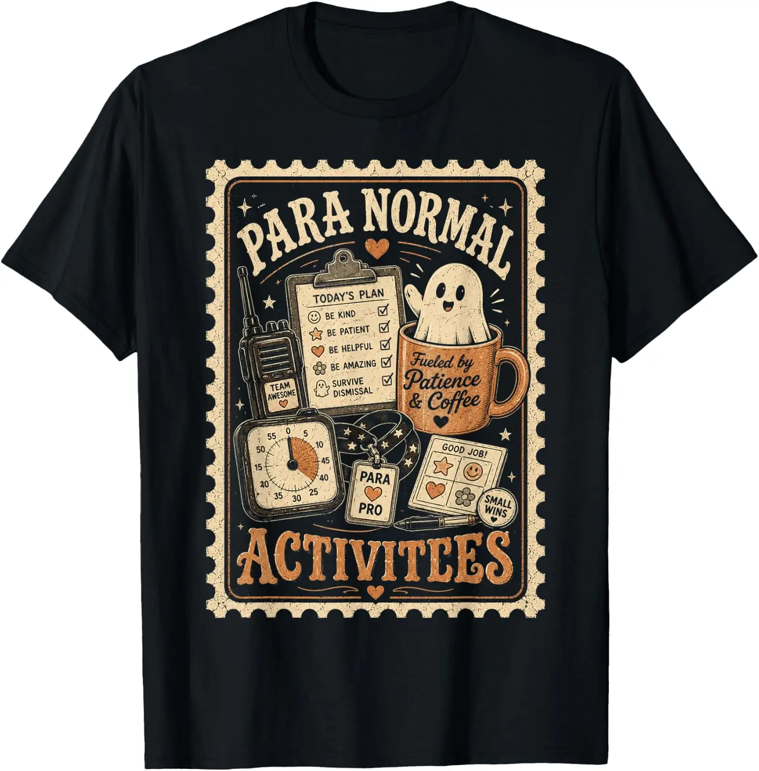 Para Normal Activities SPED Teachers Paraprofessional Ghost T-Shirt Cute Halloween Pumpkin Short-Sleeve Tee: Fun, Breathable, Pure Cotton, Stylish—Perfect for Sports, Lounging, or Casual Wear.