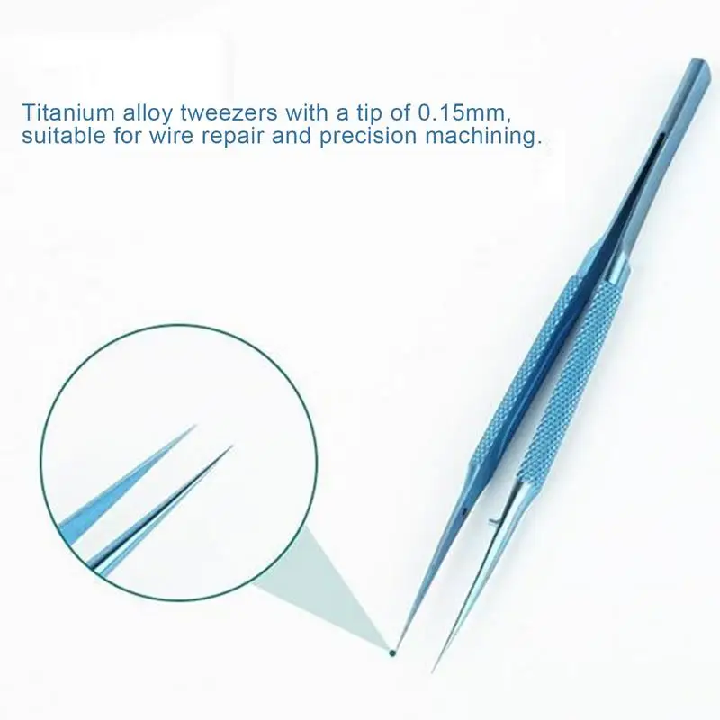 Pointed Tweezers Thin Tweezers Pointed Tip Non-Magnetic With Storage Box Fine Point Tweezers Precision 5.5 Inches Titanium Alloy