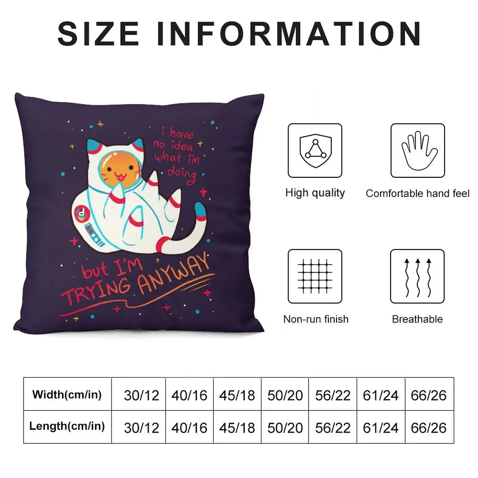 I'M TRYING ANYWAY Catstronaut Throw Pillow Covers For Sofas Decorative Cushion Cover Christmas Pillows pillow