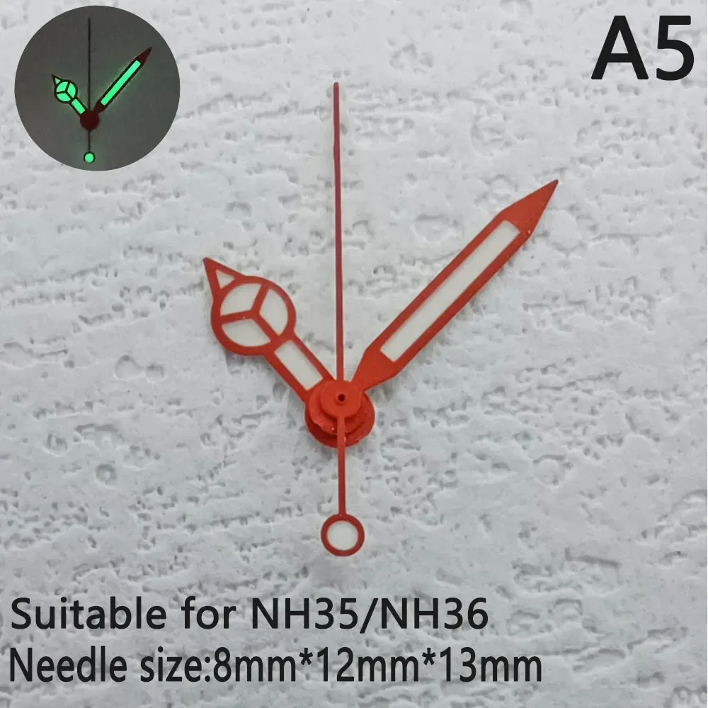 Watch parts Hour Minute Second Hands green blue  luminous hands for nh35 nh36 movement Watch Luminous needles Accessories parts