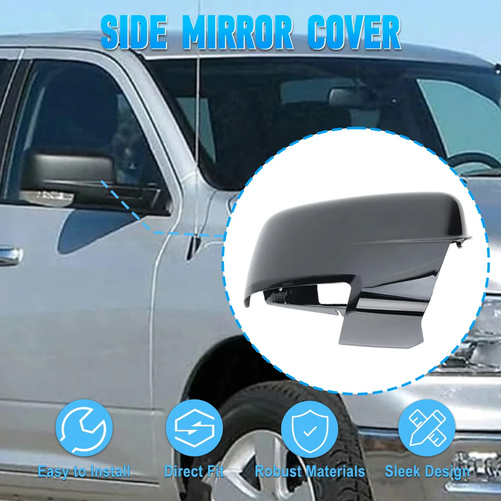 

Glossy Black Rearview Side Mirror Housing Cover Cap Shell for Dodge Ram 1500 2500 3500 2009-2014 LHD 68231242AM 68231243AM