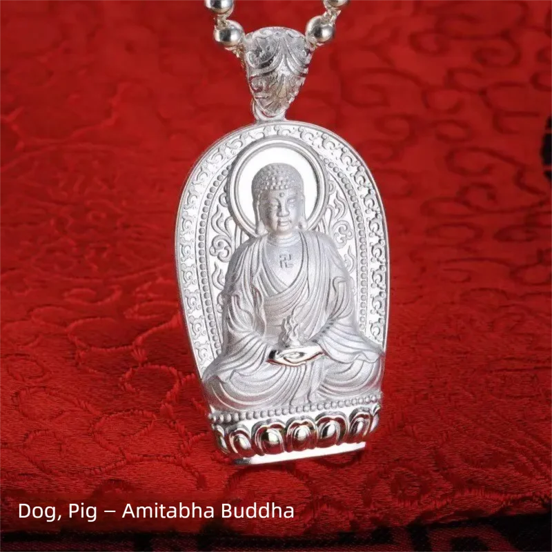 

Подлинный серебряный кулон-оберег Будды из чистого серебра 999 пробы, 12 знаков китайского зодиака, амулет-защитник, серебряные украшения для мужчин и женщин