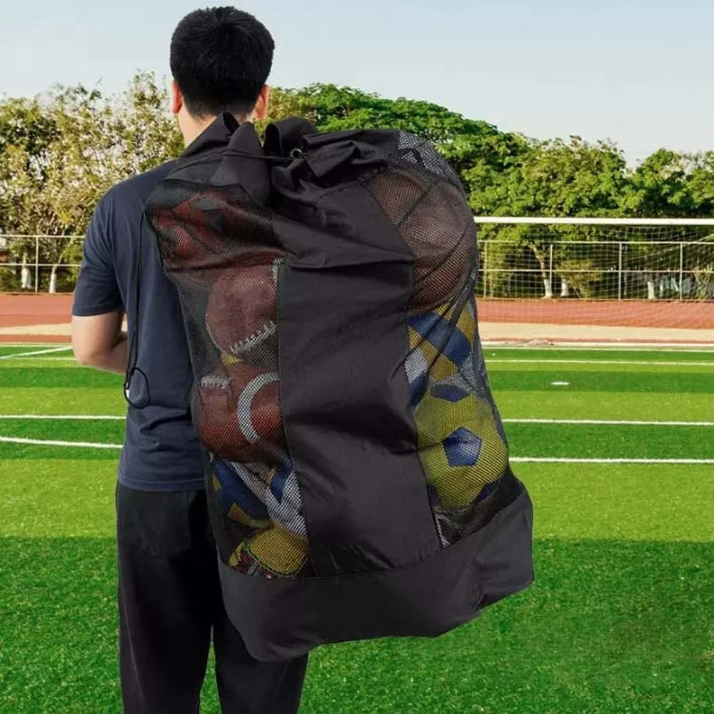 耐久性のあるサッカーボール収納袋軽量大容量ボールキャリーショルダーポーチポリエステル厚みのあるバスケットボールメッシュバッグ