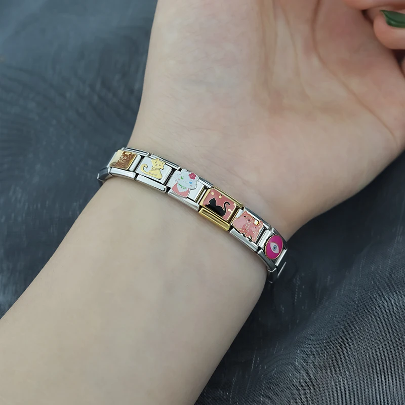 Hapiship-Liens de charme italiens d'animaux mignons pour femmes, bracelet en acier inoxydable, bijoux de bricolage exécutifs, convient à 9mm, mode 2024, ZH001