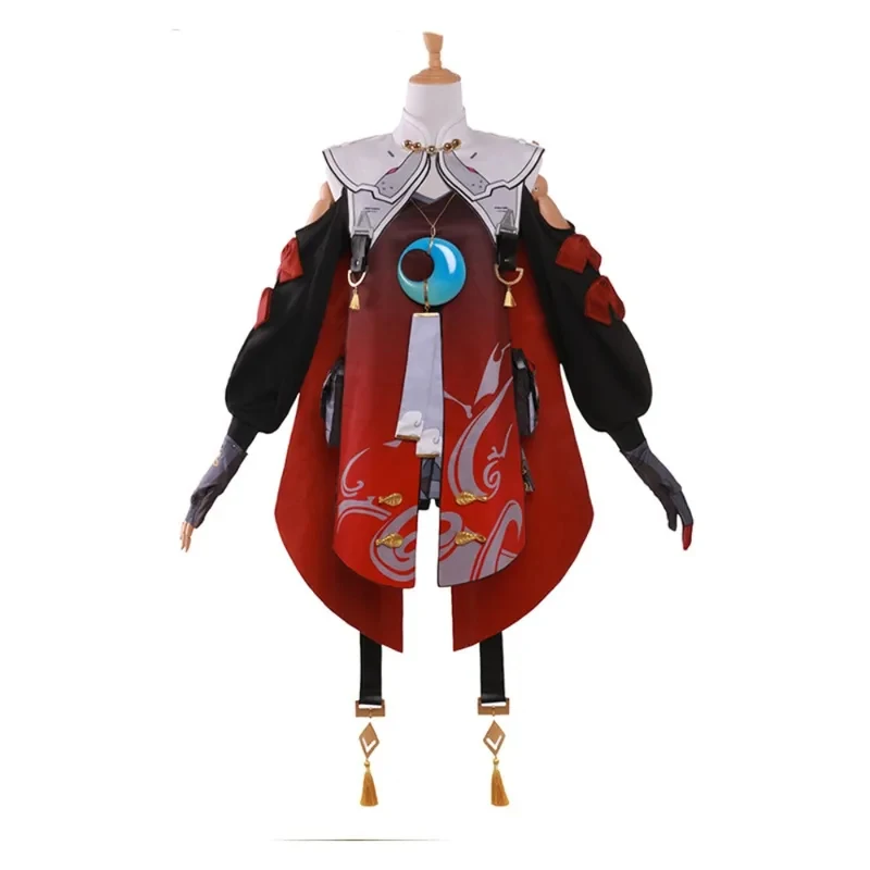 A;3\v,7'd/Wuthering Waves Danjin Ranger Girl Same Style Cosplay Costume Red Dress Accessories Women Halloween Carnivc;4'b,7'm\1/
