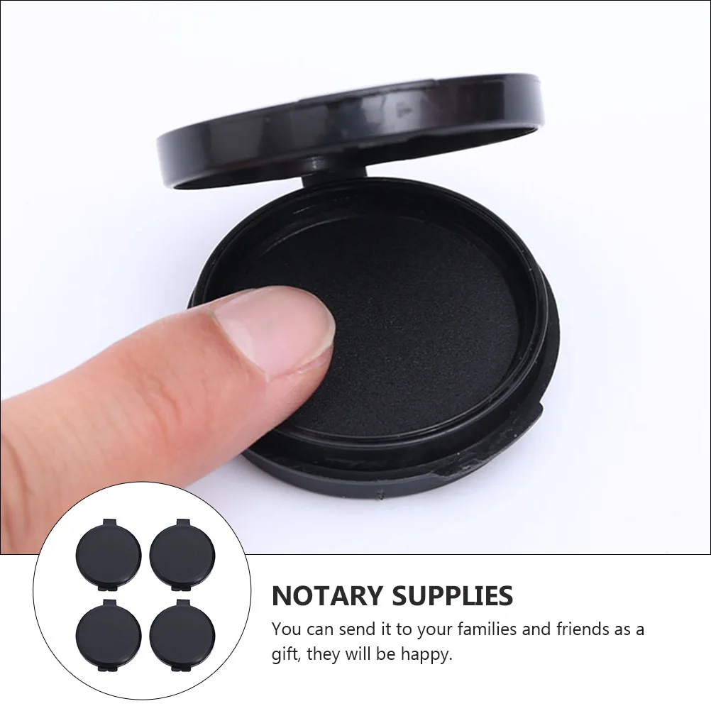 4Pcs Fingerprint Ink Pads Black Compact Thumbprint Stamp Mat for Identification Notary Supplies Security Privacy