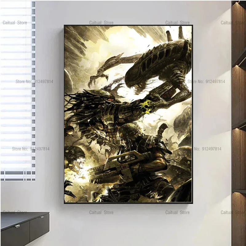 Vintage Alien vs Predator Classic Horror Movie HD Posters And Prints Canvas Painting Wall Picture Art For Living Home Room Decor