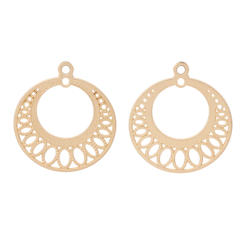 10pcs Matte Gold Hollow Earring Connector Round Charms Pendants for DIY Fashion Jewelry Making Findings