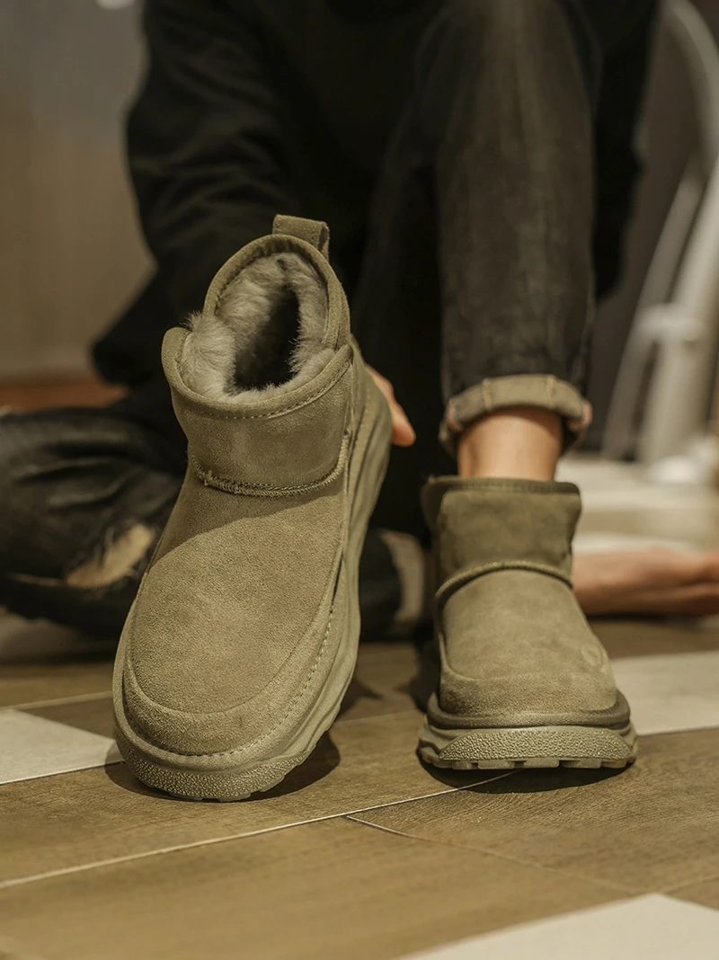 

Men's Winter Snow Boots Thickened Fleece Lined Waterproof Anti-slip Casual Mid-calf Rubber Sole Warm Cotton Shoes