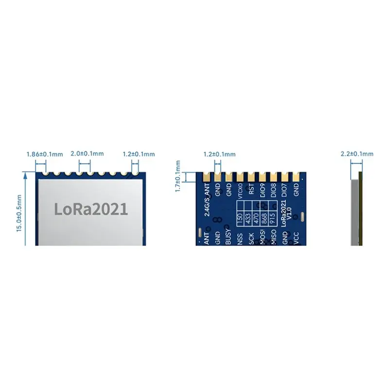 AA60 LoRa LR1121 Wireless RF Module Sub-GHz Satellite Band 2.6 Mbps Data Rate 433MHz Long Distance