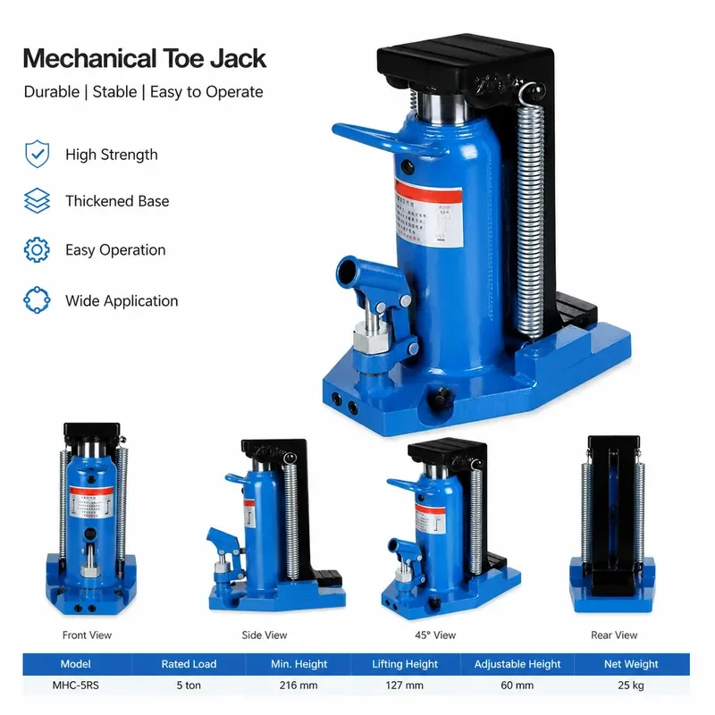 5T Hydraulic Toe Jack Duckbill Vertical Span Top Pressure Heavy Duty Low Position Car Lifting Equipment
