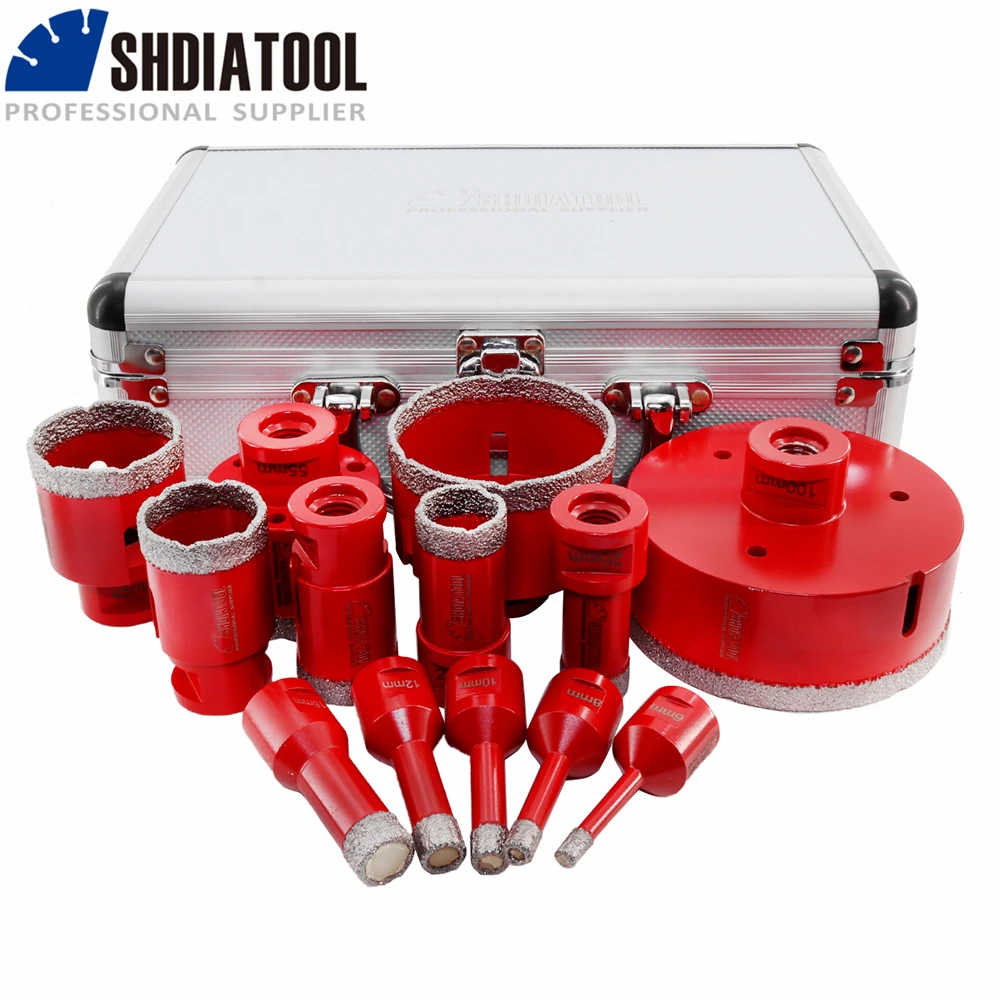 

SHDIATOOL 13Pcs Vacuum Brazed Diamond Core Bit Sets M14 Thread Drilling Bits with Box Marble Ceramic Tile Porcelain Hole Saw