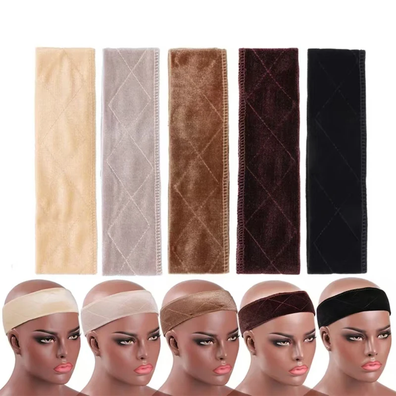 1Pcs  Wig Grip Headband Brown Velvet Wig Grip Band Beige Wig Band Adjustable Scarf Head Hair Band Extra Hold Nude Wig Accessorie