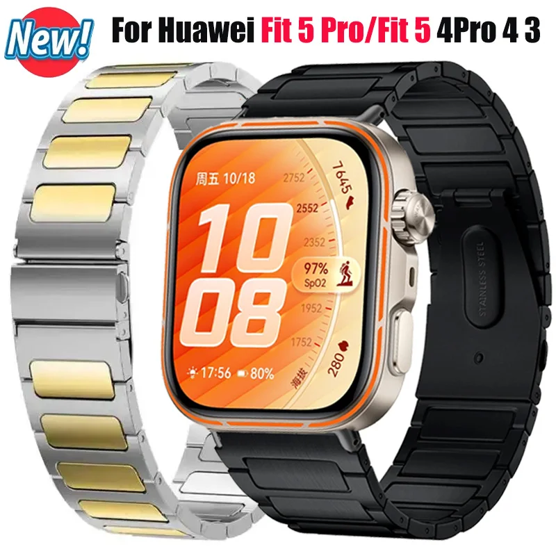 pulseira-de-aco-inoxidavel-luxuosa-para-huawei-watch-fit-5-5-pro-bracelete-de-metal-para-huawei-watch-fit-3-fit-4-fit-4-pro