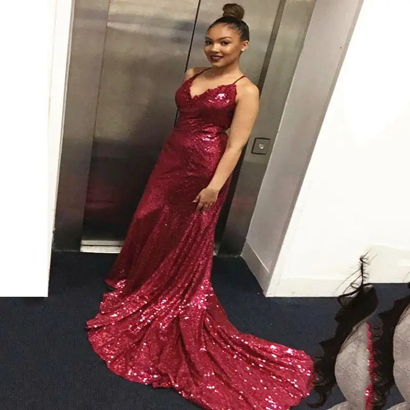 Robe de soirée longue Dr Strapl Bal v-ne à paillettes pour femmes, taille moyenne, petit Train, printemps été 2024