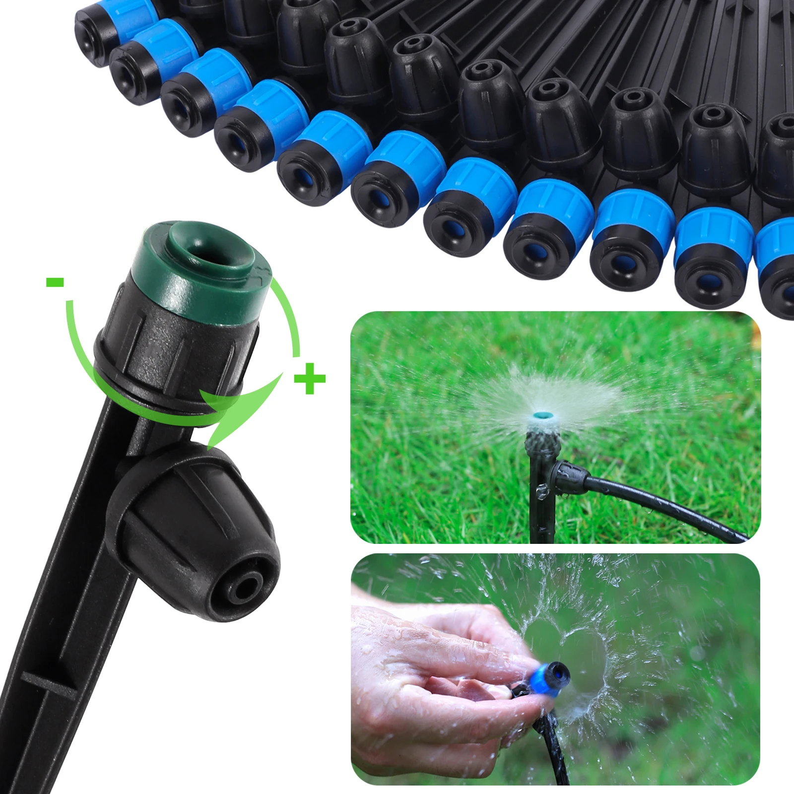 20/50/100Pcs 360° All Round Scattering Sprinkler Flow Adjustable Spiked Nozzle Garden Greenhouse Lawn Flower Watering Emitters