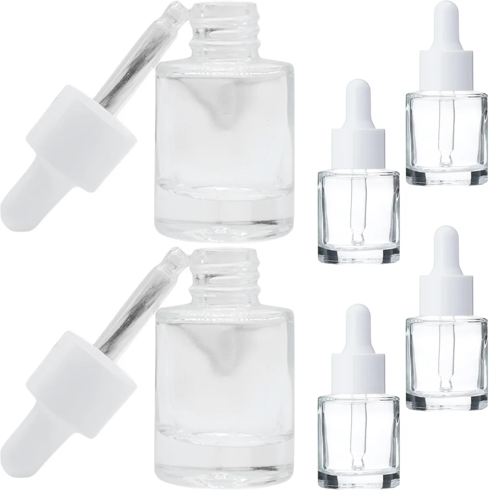 6 قطعة زجاجات الزيوت العطرية الصغيرة قطارة زجاجية زجاجات فارغة المحمولة السفر إعادة الملء تخزين ماصات قطارة مانعة للتسرب