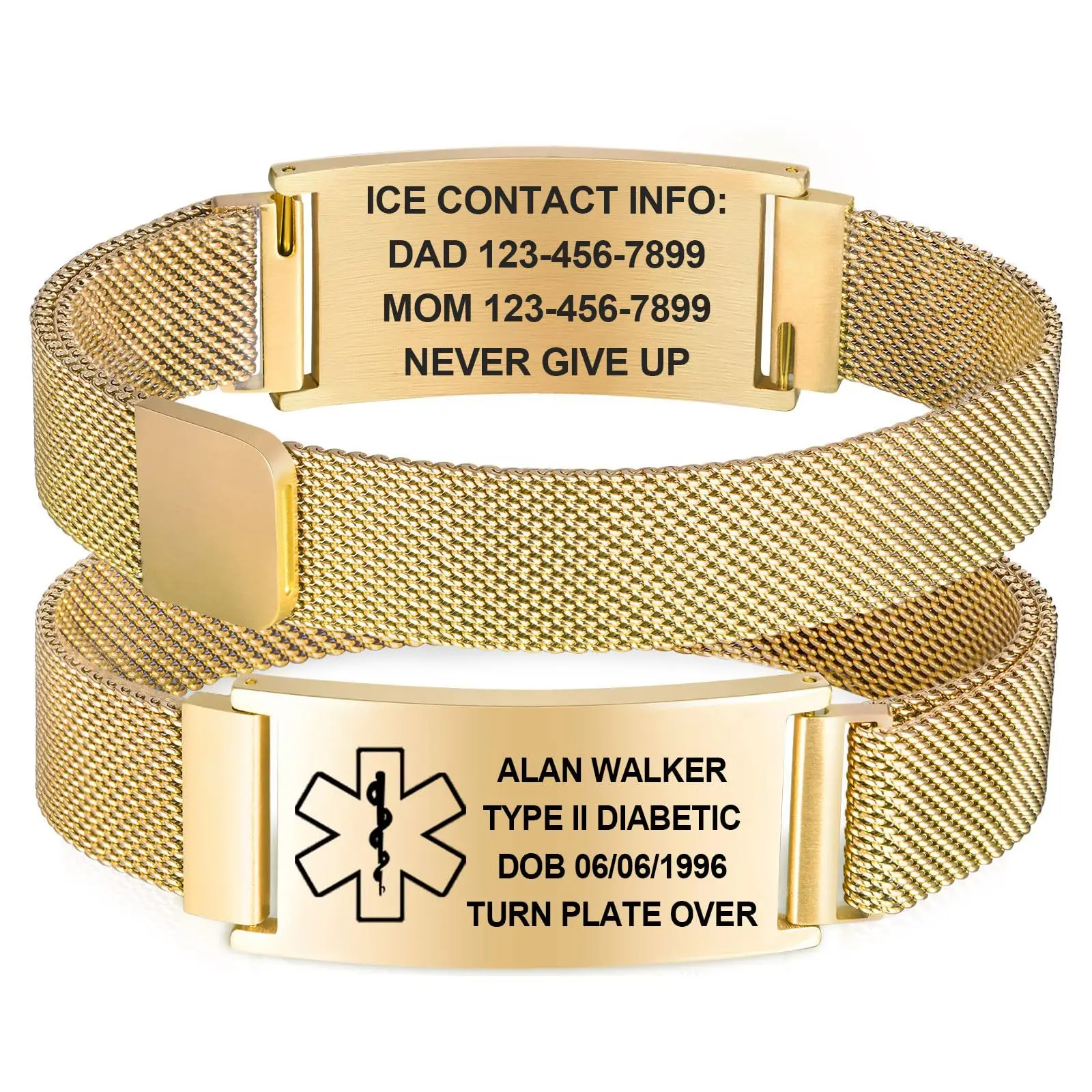 

Personalized Engravable Medical Sign Wristband Bracelet, Magnetic Strap Design Stainless Steel Emergency Medical Bracelets