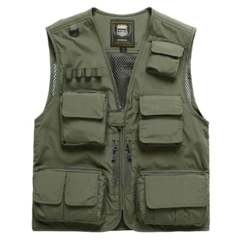 Gilet da pesca multi tasca riflettente personalizzato, abiti da lavoro personalizzati con logo stampato, gilet di sicurezza, gilet riflettente unisex