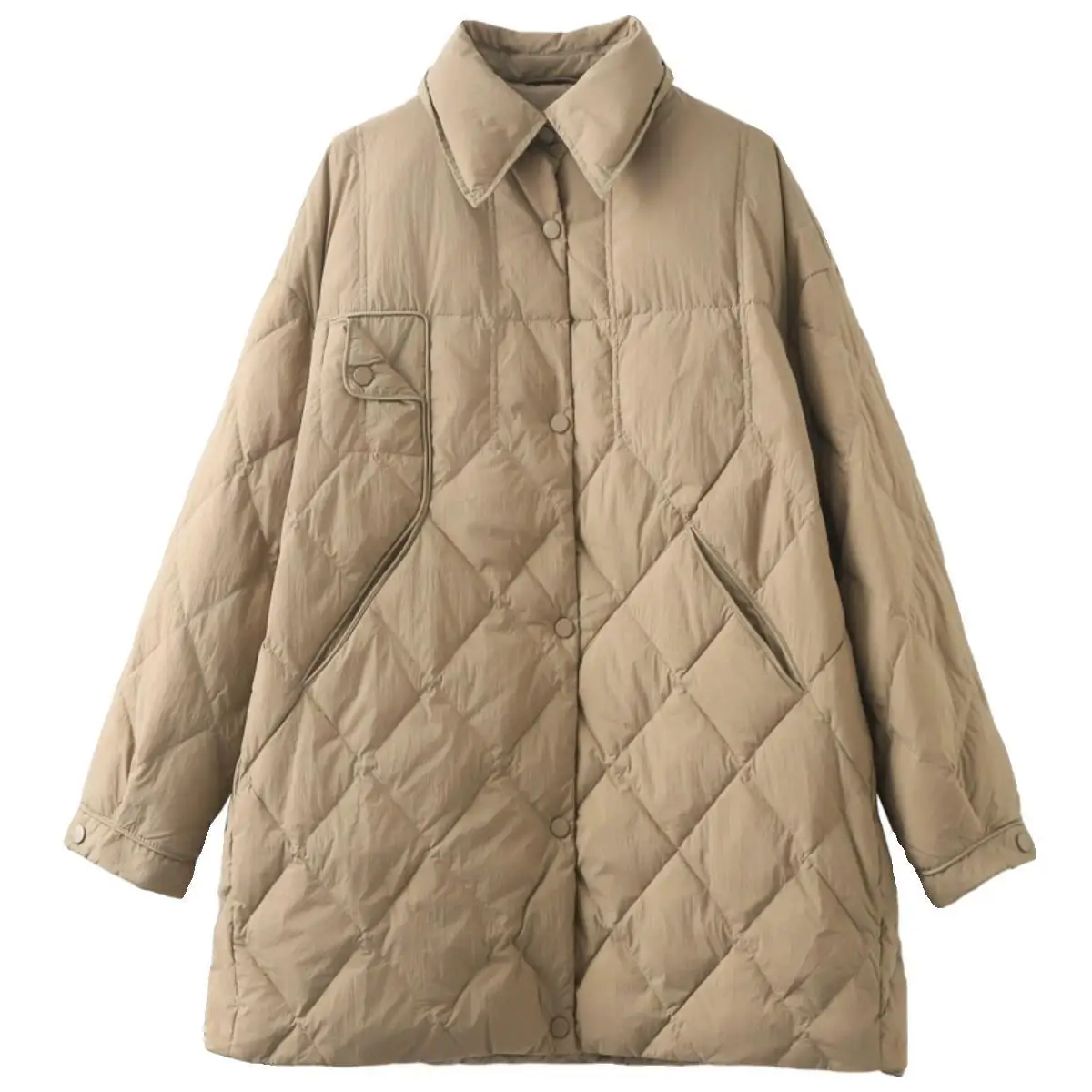 Nowa damska kurtka puchowa na jesień i zimę, luźna, ciepła, z kołnierzem, kurtka puchowa typu koszula.