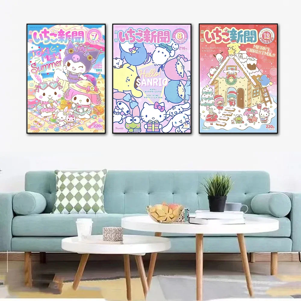 Japanese Anime Cute Cartoon Characters Kawaii Wall Art Posters Home Girl Room Bedroom Decor Canvas Painting Mural Pictures Print