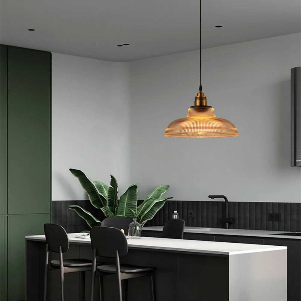 

Nordic Wooden Glass Pendant Lights Retro Fixtures Home Lighting Bedroom Living Room Hanging Lamp Beside Copper Lamp Luminaire