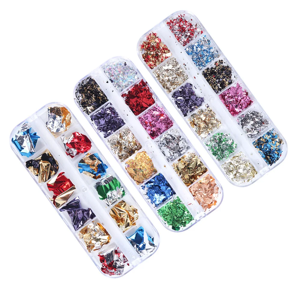 

3Sets Nail Stickers Glitter Sparkle Nail Art Decals Creative Design DIY Easy Apply Nails Decoration for Birthday Holiday