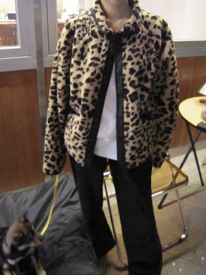 

Retro Double-Sided Wear Loose Long Sve Leopard Print Jaet Women's Cotton Coat Winter New Sle Versatile Casual Outerwear