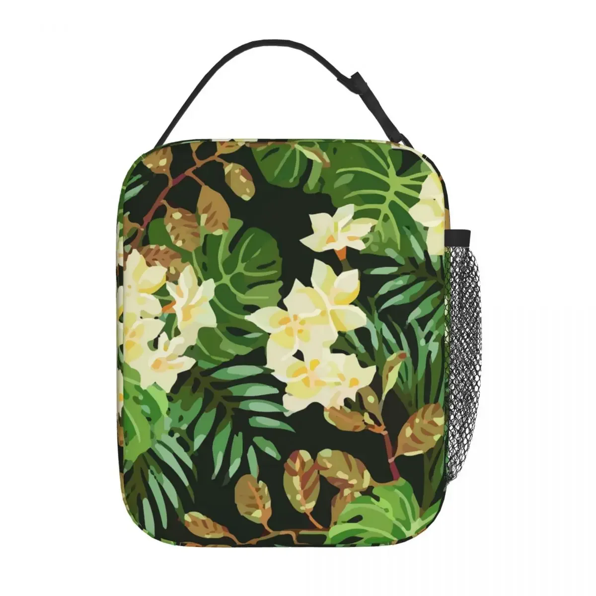 Bolsa de almuerzo con aislamiento de hojas tropicales para niños, fiambrera Floral, enfriador escolar Retro, bolsas térmicas Oxford portátiles