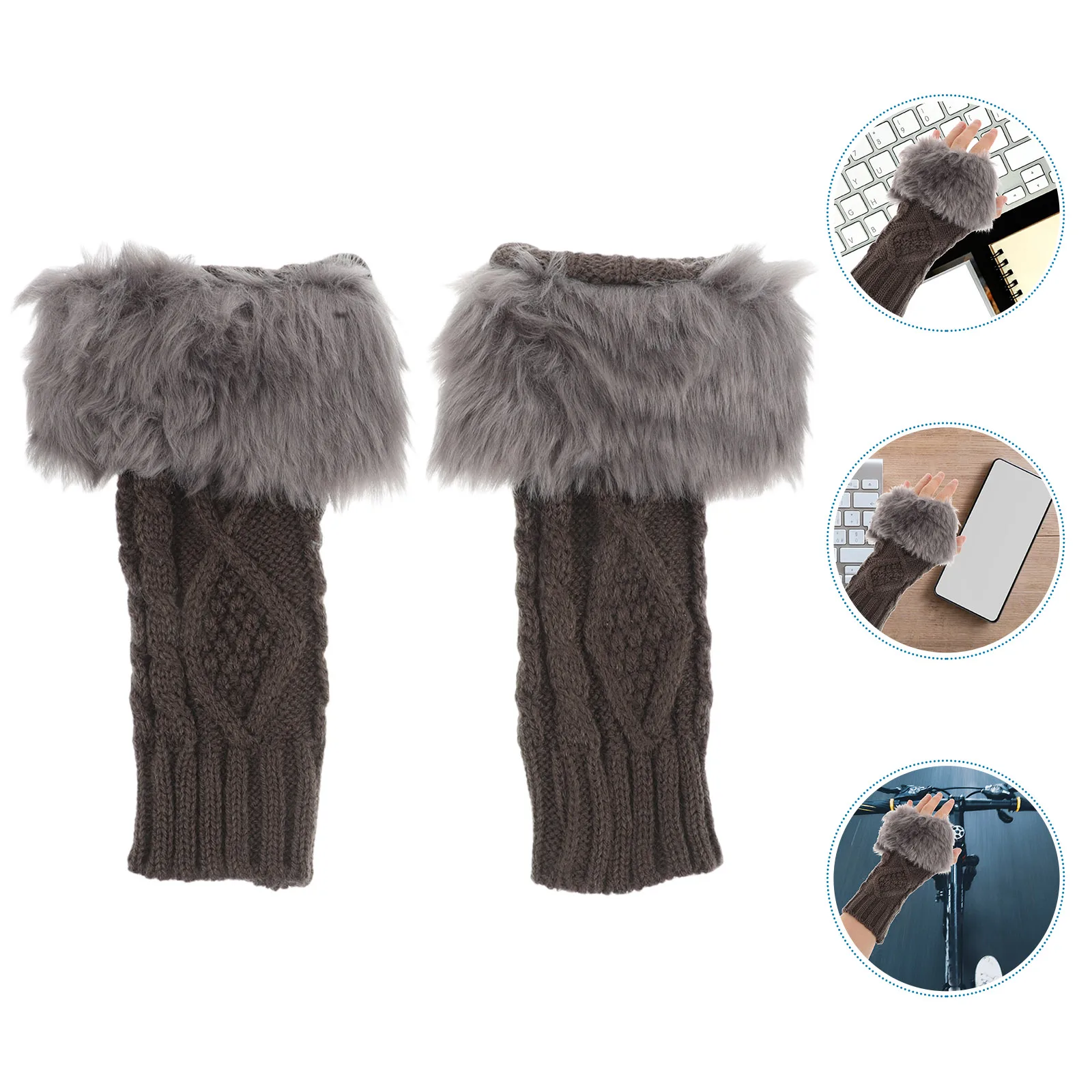 

Wool Sleeves Winter Removable Cuff Arm Warmers Women for Coat Wrist Cuffs Detachable Hand Rhinestones