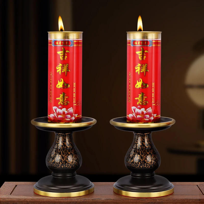 Butter lamp holder 24-hour household candle for Buddha candle retro lamp for God of Wealth ornament