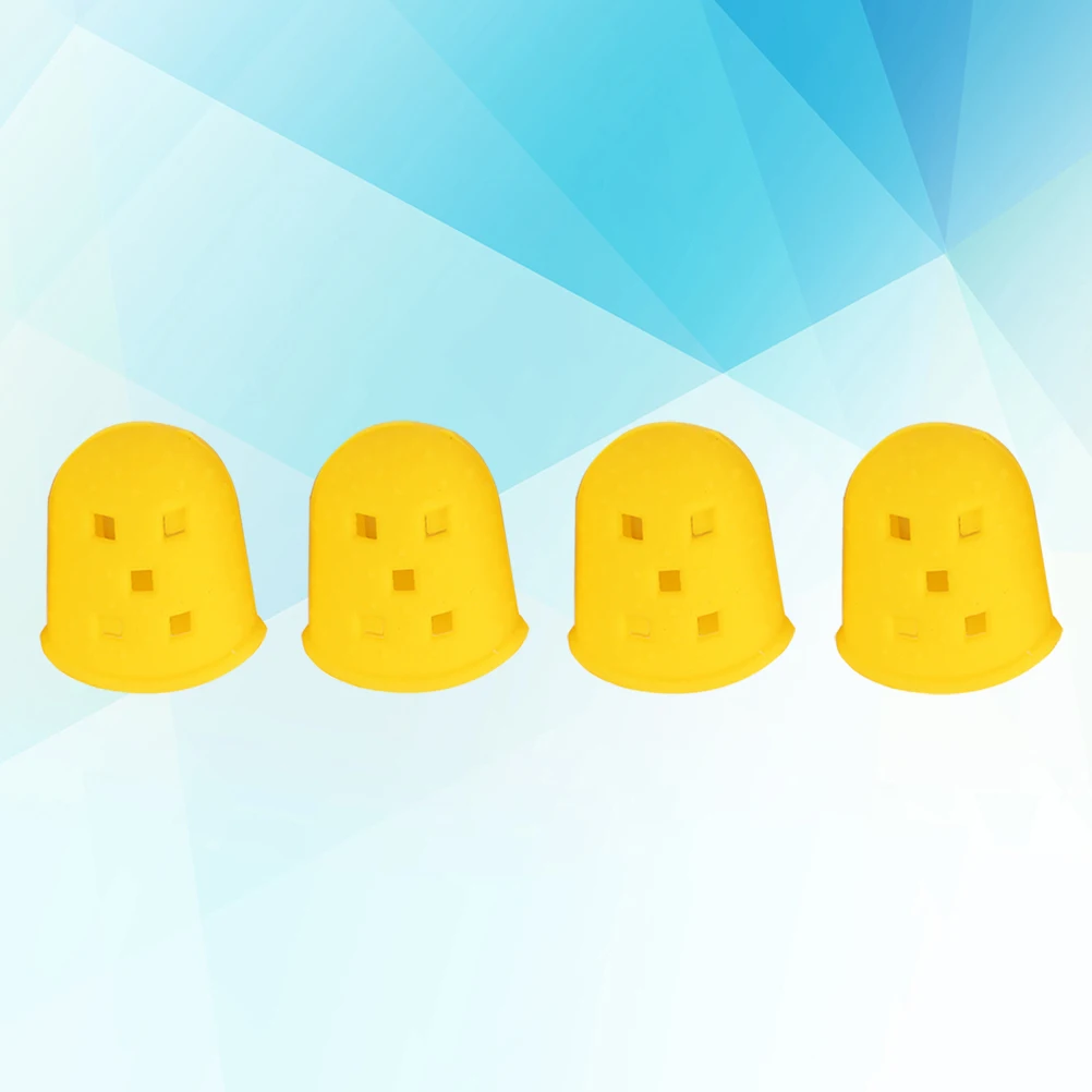 

4 Pcs Silicone Finger Cot Guitar Covers Caps Guard Guards Fingertip Protectors Yellow Thumb Office