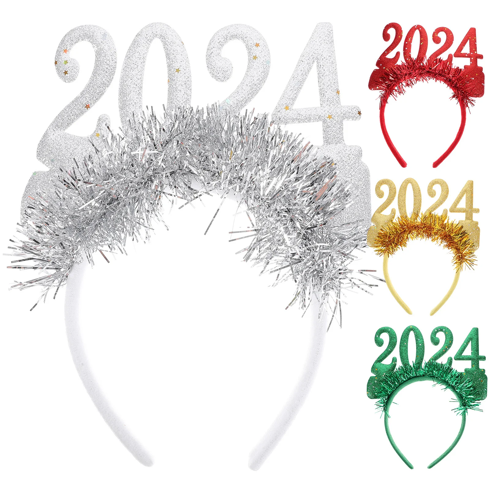 

4Pcs 2024 New Year Party Favor Christmas Glitter Headband Comfortable Head Decor 2024 Headband Christmas Party Hairband