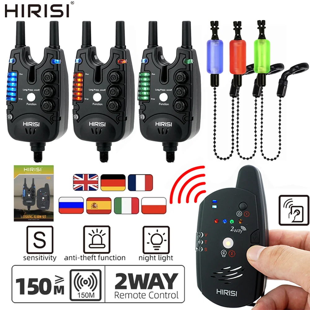 

Hirisi S8 Wireless Bite Alarm Swinger Set 2 Way Remote Control Carp Fishing Bite Indicator Waterproof Fishing Tackle Accessory