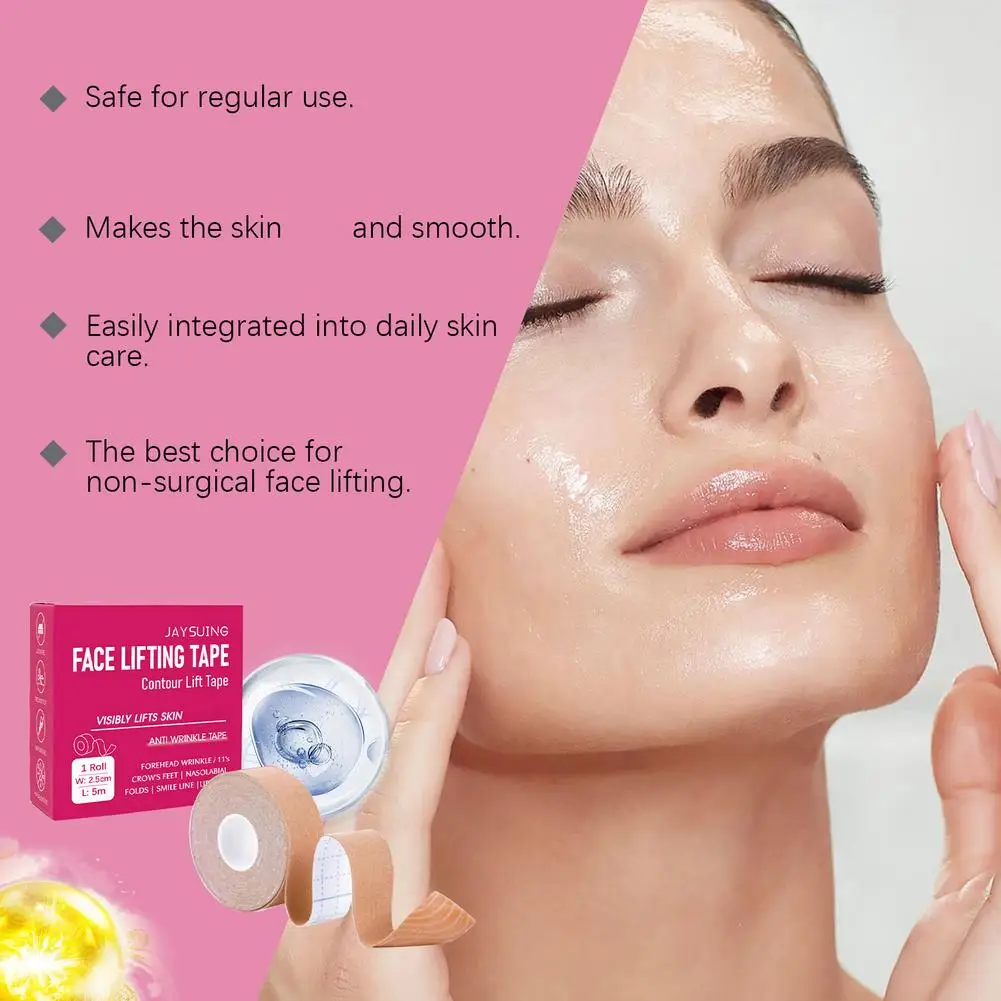 NUOVO 2.5cmX5m Nastro kinesiologico per viso V Line Collo Occhi Lifting Rughe Rimozione Nastro adesivo Strumento per la cura della pelle del viso Bende