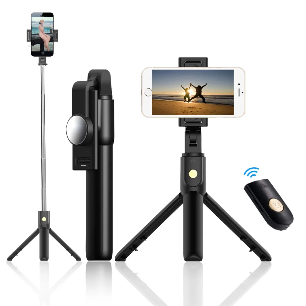 Mini Selfie Stick Mobile Phone Tripod Stand Shooting Assistant Multi-functional Bluetooth Remote Control with Mirror Tripod