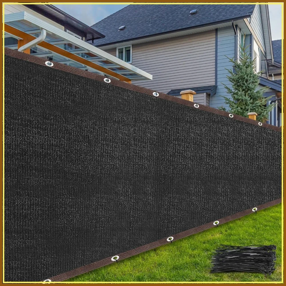 3x100Ft Privacy Screen Fence Black 150GSM 88% Blockage with Cable Ties Heavy Duty for Outdoor Wall Garden Yard