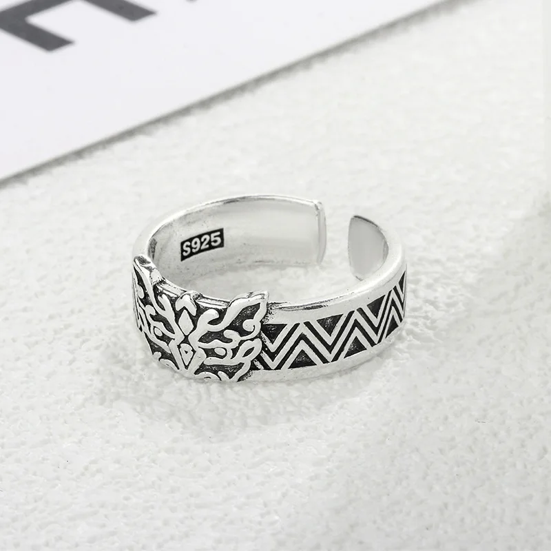 Retro Taotie Ring Fashion Temperament Personality Trendy Student Cool Style Hip-Hop Open Ring