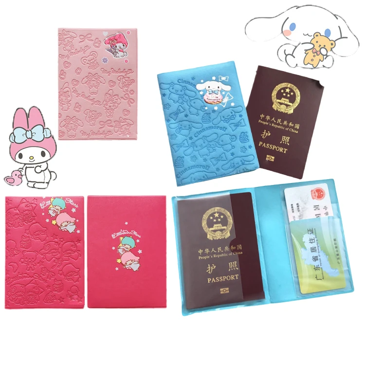 

Kawaii Sanrios Cinnamonroll My Melody Anime Cartoon PU passport holder ID card protection cover Travel Boarding Card Case Gift