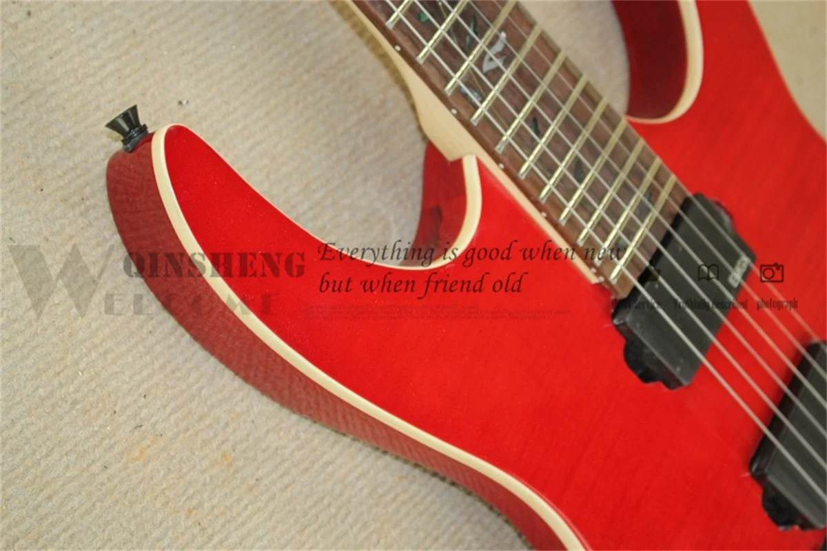 Red electric guitar, RG guitar, HH pickups, Mahogany Body,Flamed Maple Veneer Maple Neck, rosewood fretboard，Tremolo Bridge