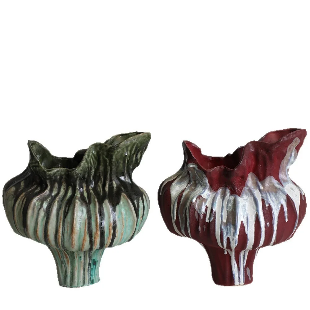 Creative Irregular-shaped Ceramic Vase Plant Pot Desktop Decoration Flower Arranging Hydroponic Vase Crafts Indoor Decoration