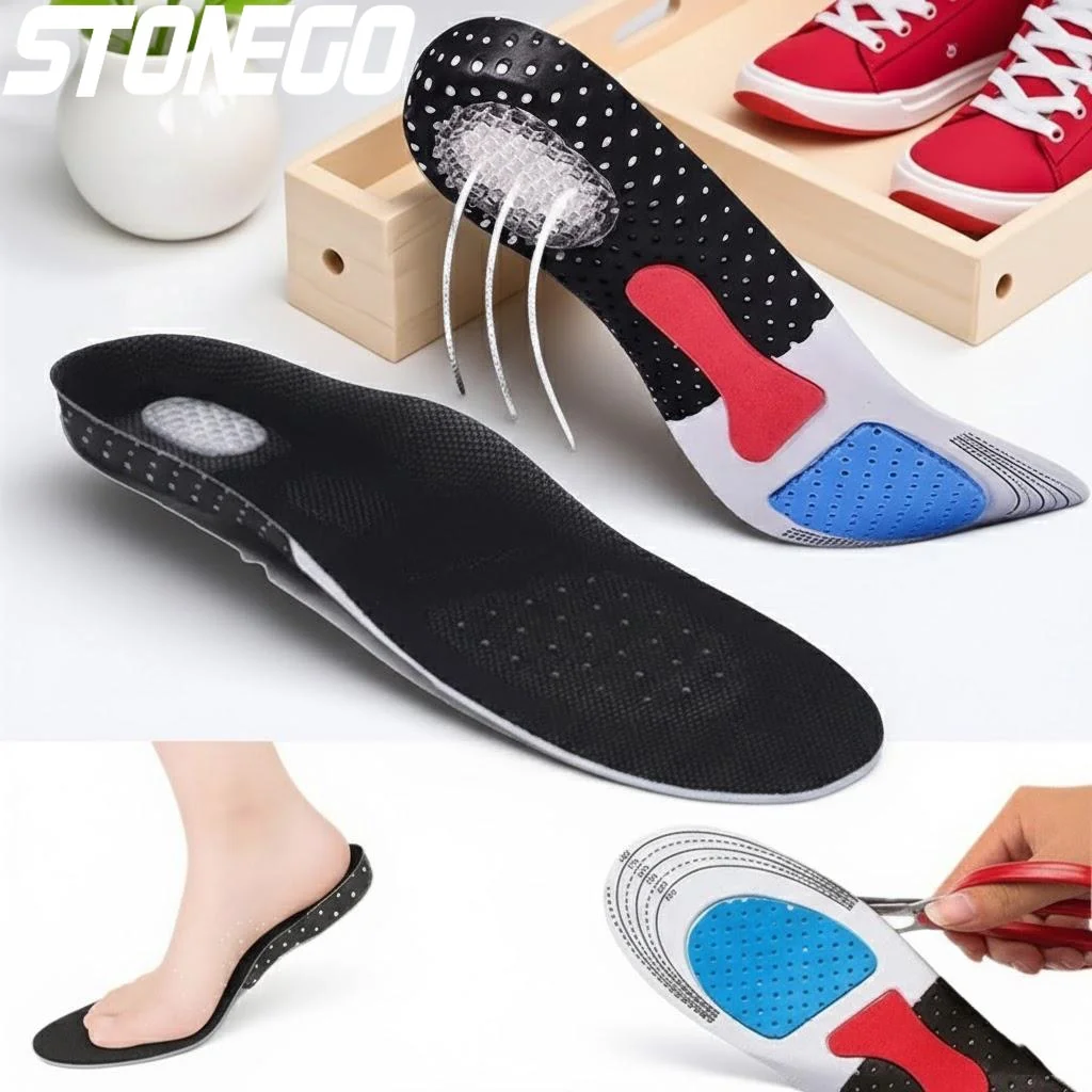 Adjustable Gel Insoles for Men Women Shock Absorbing Arch Support Heel Protection Pain Relief Comfort Running Hiking Shoes
