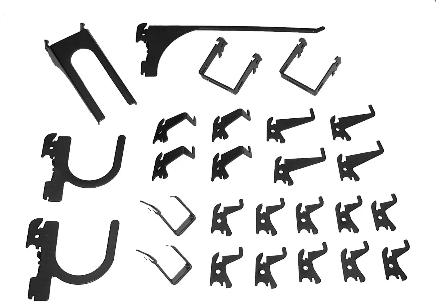 

Slotted Storage Panel with Metal Hook Assortment, Black, Strong Steel Construction