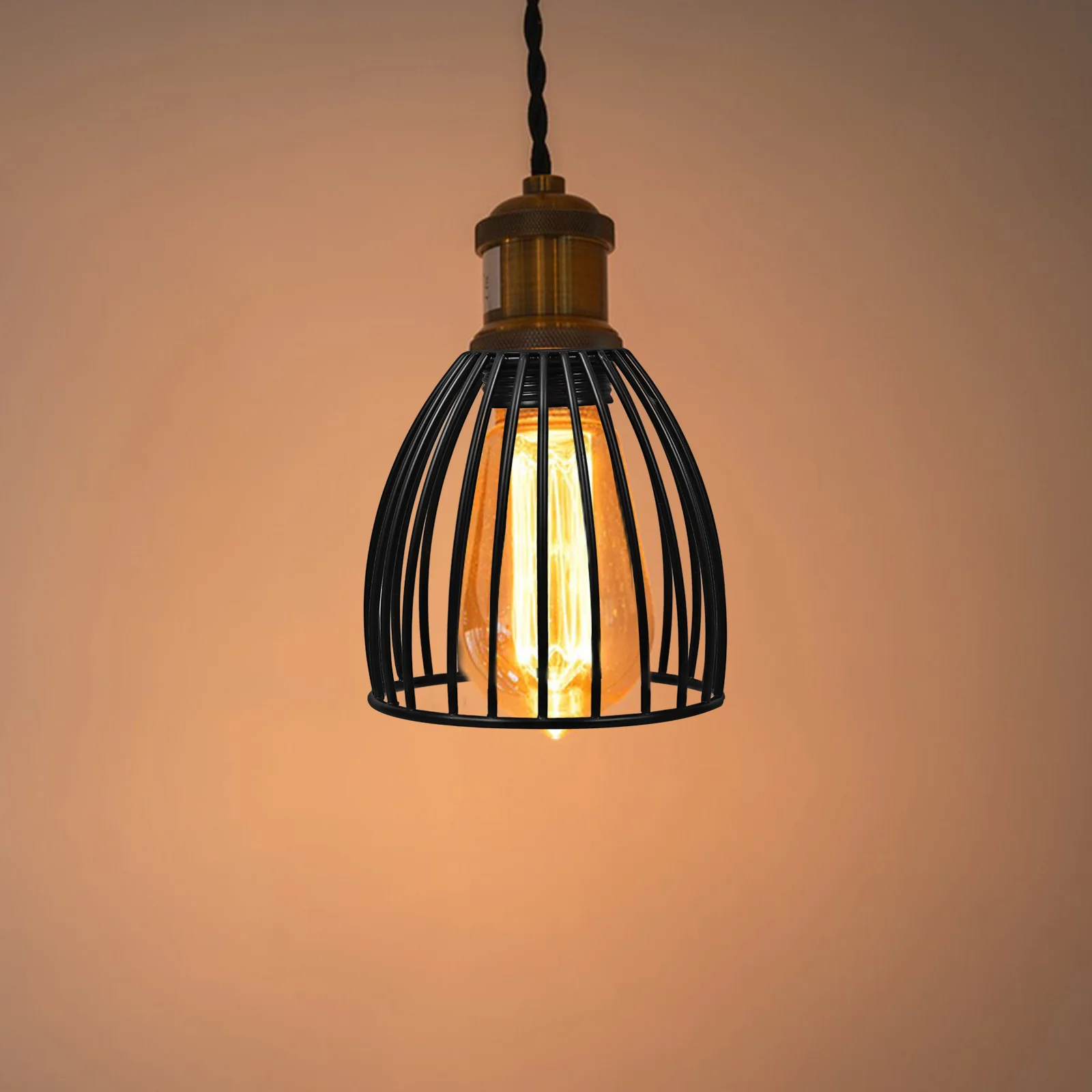 Wrought Iron Birdcage Chandelier Lamp Shade Pendant Light Metal Vintage Bulb Protector Clip