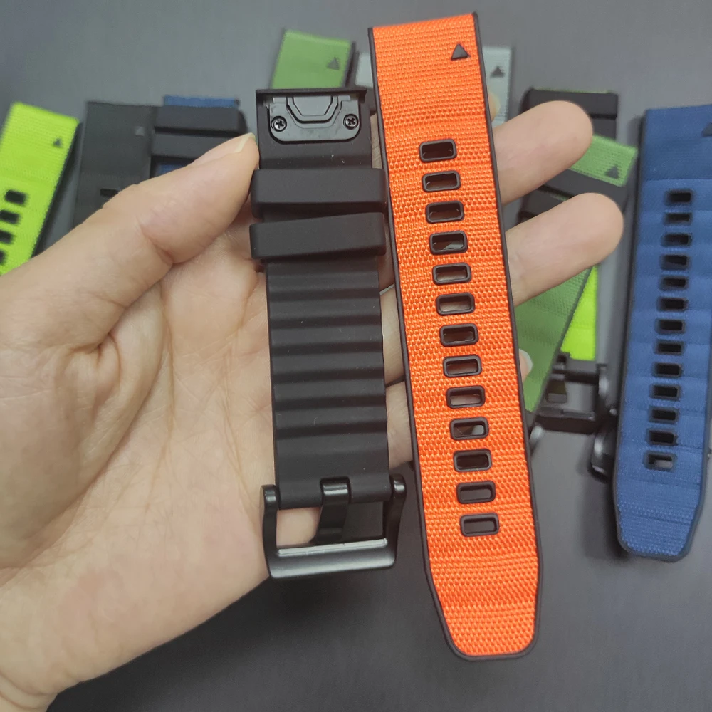 22 مللي متر 26 مللي متر النايلون + سيليكون حزام ل Garmin إندورو 3 2 استبدال حزام (استيك) ساعة ل Epix برو النسب MK3/2 Fenix 8 Pro 7 7X سوار