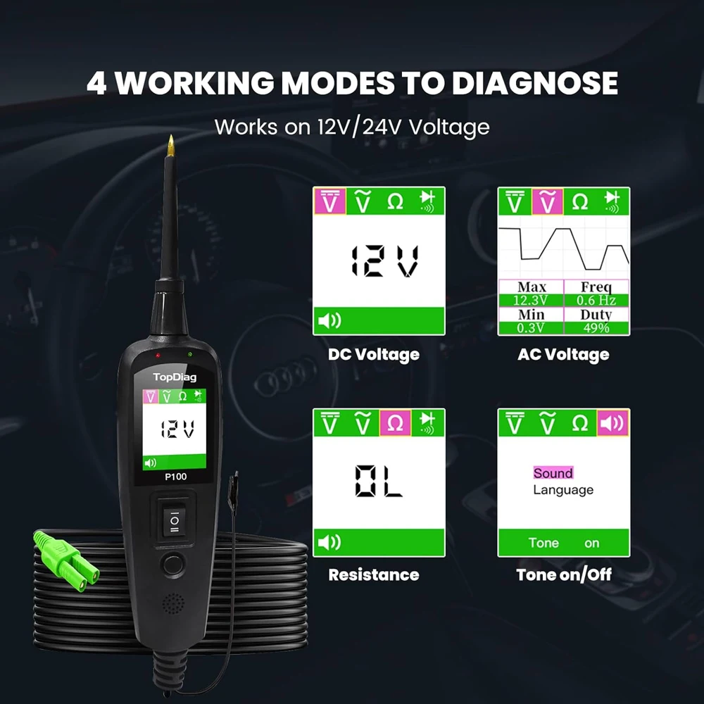 Automotive Electrical Circuit Tester Power Probe Kit 12-24V DC Pen Vehicle Power Diagnostic Tool Auto Test Light System Analyzer