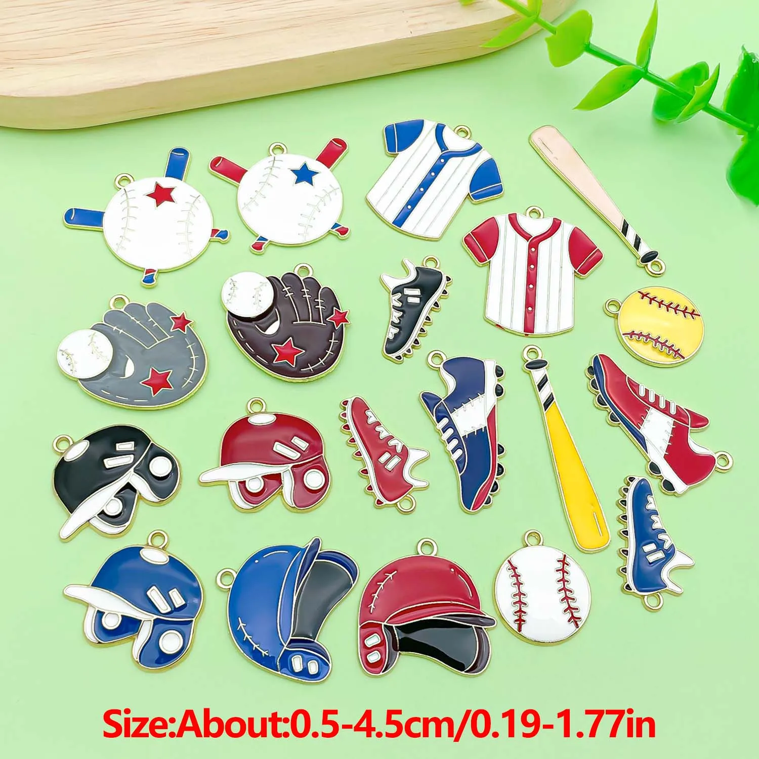 10/20pcs Enamel Sports Charms Alloy Baseball, Volleyball, and Softball Pendants for DIY Jewelry Making Accessories