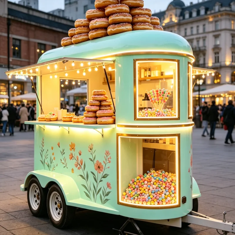 

Customized Burger Trailer Mobile Burger Kitchen With Flat Top Grill And Fryer Basket For Street Hamburger Vending Business