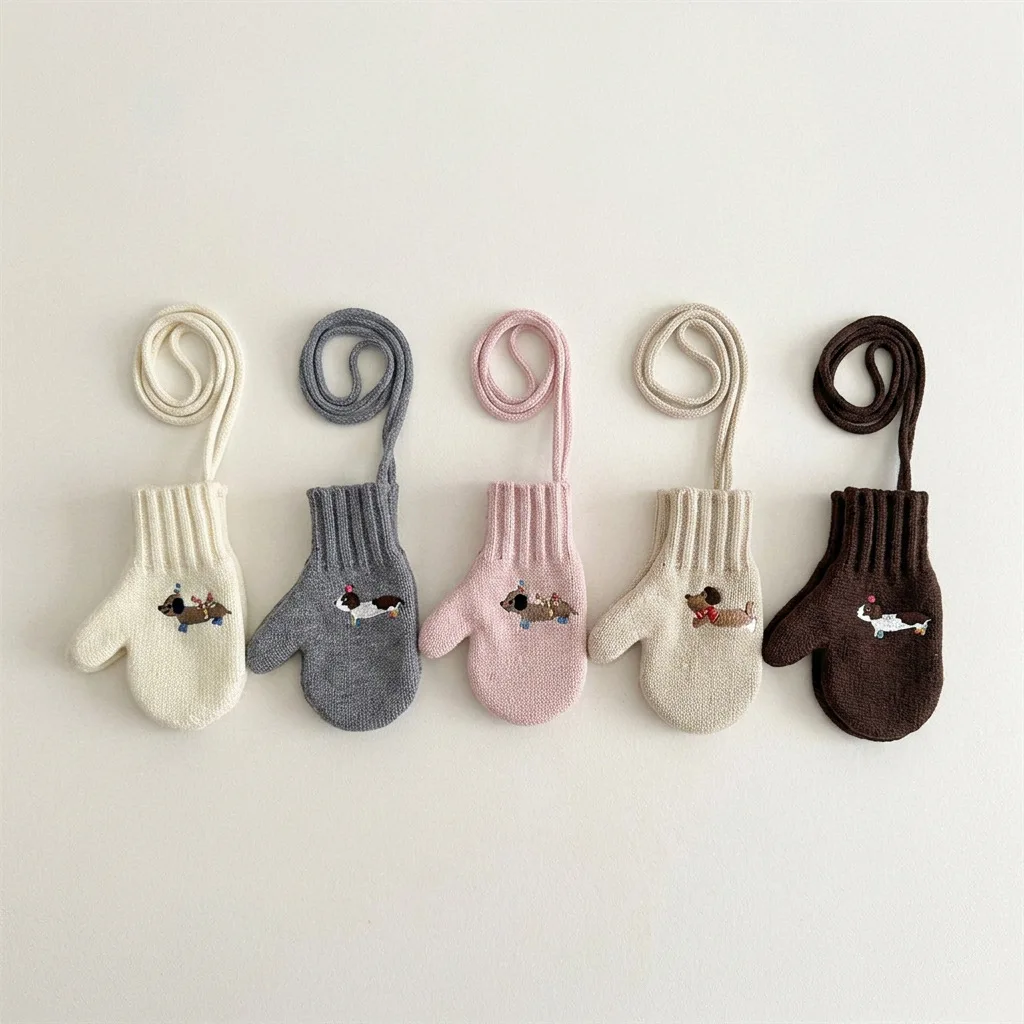 Winter Baby Gloves cartoon Knitted Kids Mittens for Girls Boys Accessories Candy Color Children Gloves Baby Gift ﻿